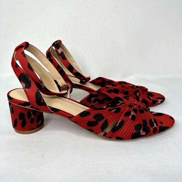 NWOB Cabi Siren Red Black Leopard Animal Print Ankle Strap Sandals Women 9 - Picture 2 of 12